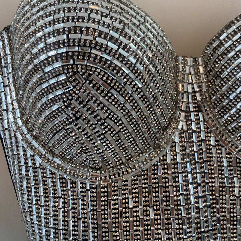 Silver beaded corset for parties